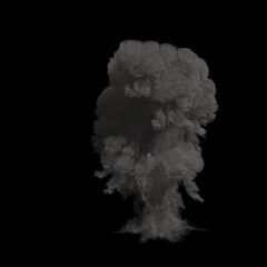 Fototapeta premium Tall Explosion Smoke Dark Dense and Grey on black
