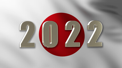 Large Silver Design 2022 on a Japanese Flag