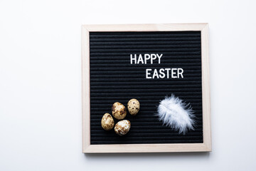 Happy easter. Easter eggs on a white background.