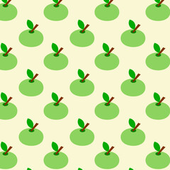 Pattern with green apples on a light background.