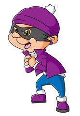 The happy mafia boy is looking at the target