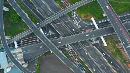 高速道路のジャンクション　空撮