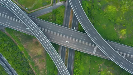 Foto op Canvas 高速道路のジャンクション　空撮 © metamorworks