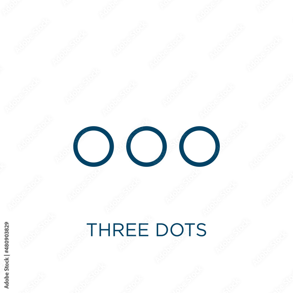 Poster three dots icon. thin linear three dots, dot, business outline icon isolated on white background. li