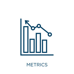 metrics icon. Thin linear metrics, 1, metric outline icon isolated on white background. Line vector metrics sign, symbol for web and mobile