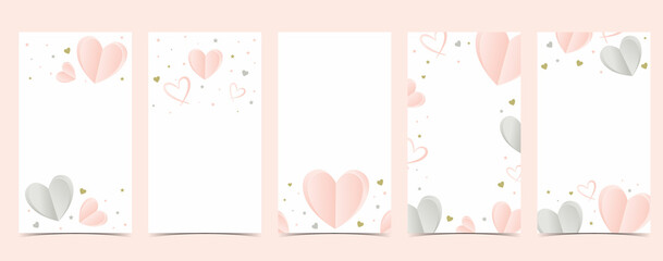 Collection of valentine&rsquo;s day background set with heart.Editable vector illustration for website, invitation,postcard and sticker