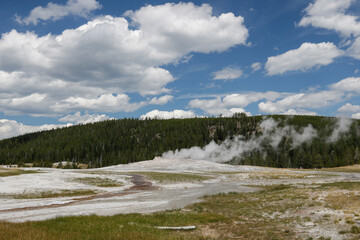 Yellowstone National Park.
Old Faithful Geyser: famous active cone in Yellowstone National Park.