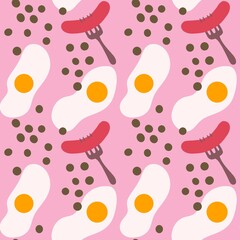 Tasty seamless scrambled egg pattern for fabrics and textiles and cards and linens and wrapping paper