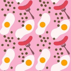 Tasty seamless scrambled egg pattern for fabrics and textiles and cards and linens and wrapping paper