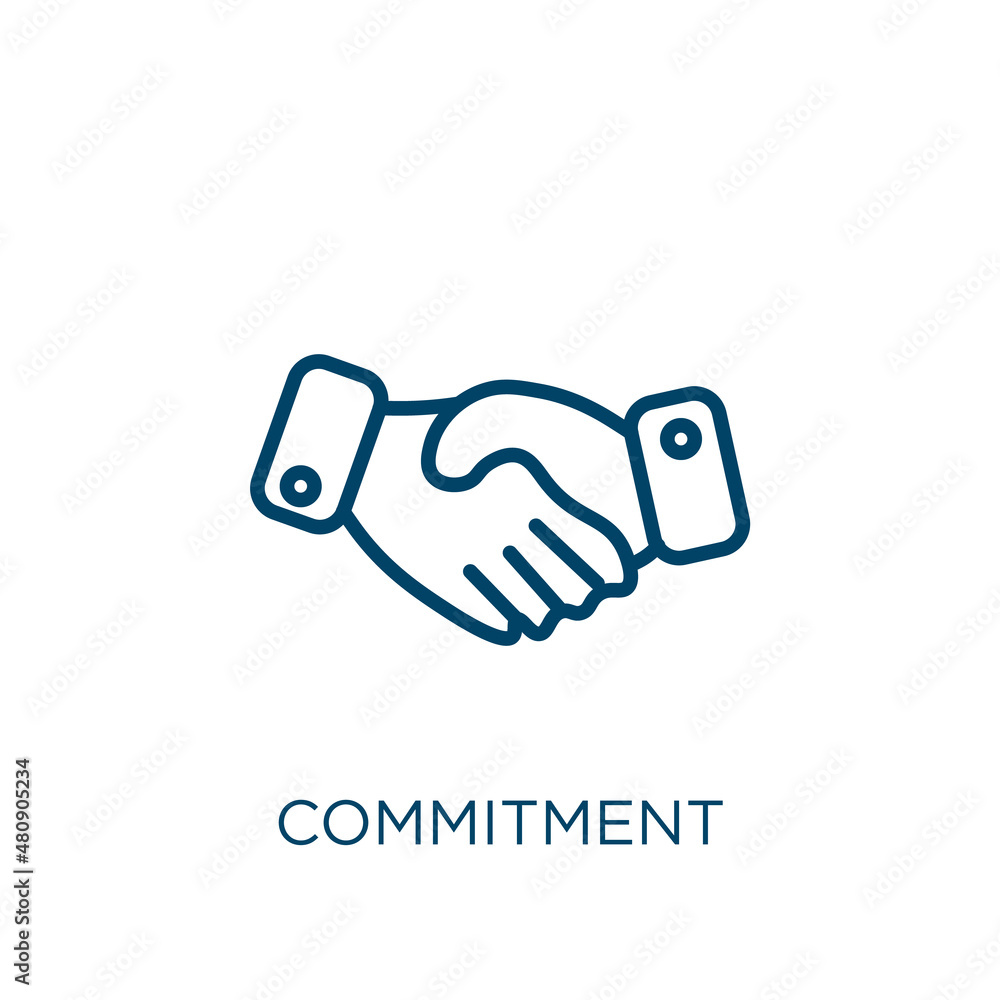 Poster commitment icon. thin linear commitment, business, customer outline icon isolated on white backgroun