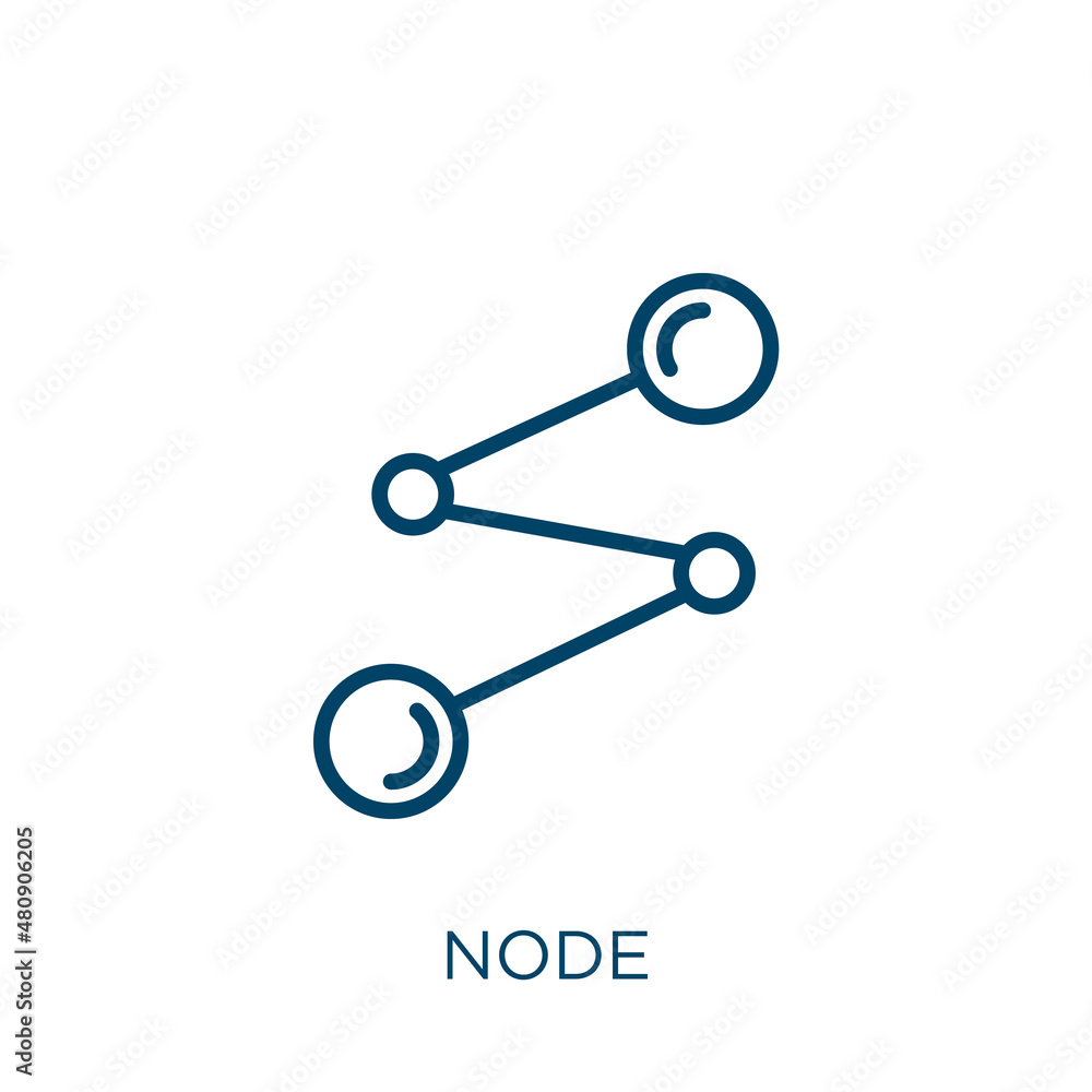 Poster node icon. thin linear node, network, structure outline icon isolated on white background. line vect