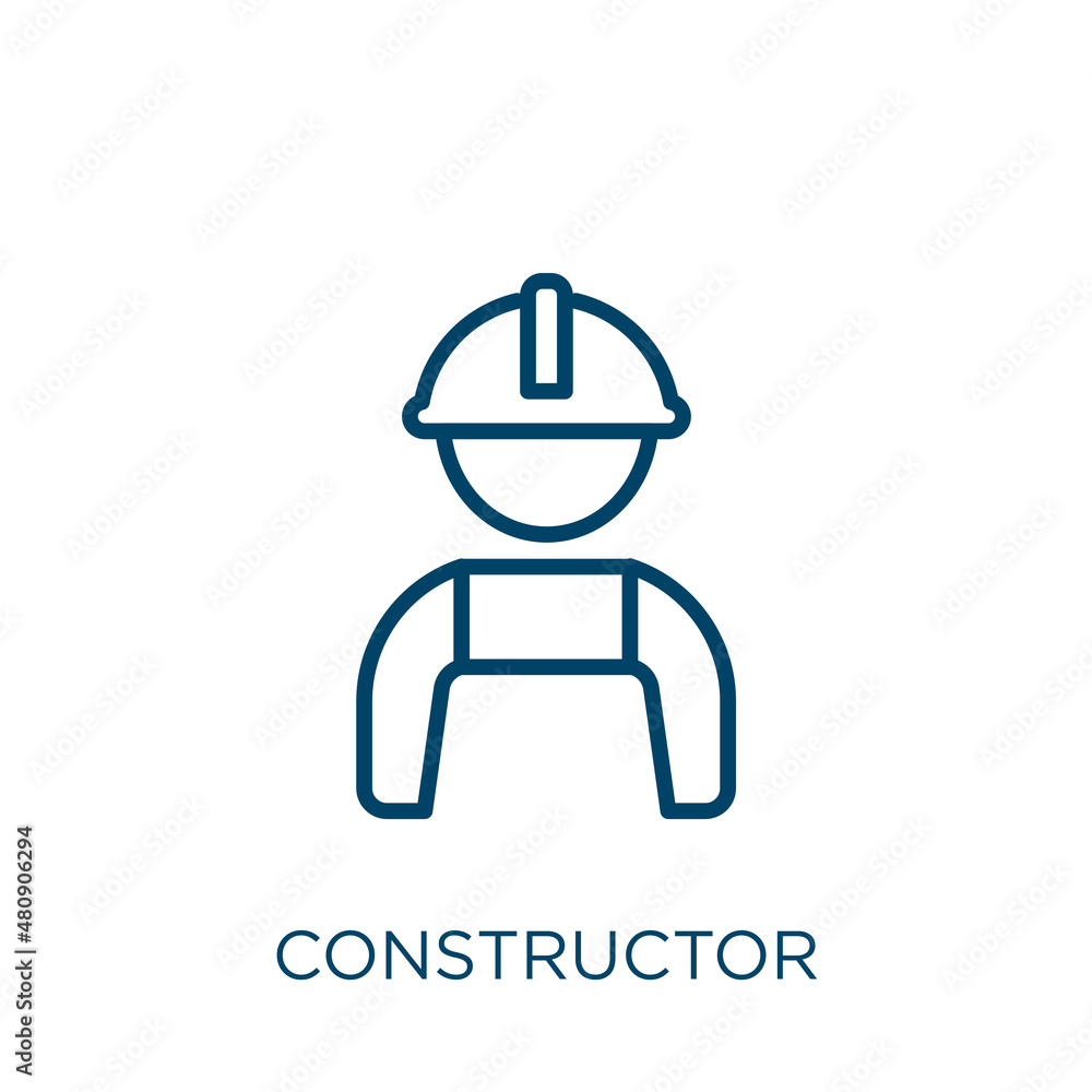 Poster constructor icon. thin linear constructor, business, engineer outline icon isolated on white backgro
