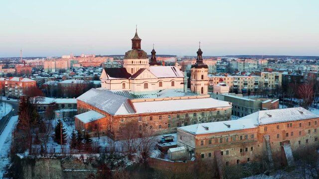 The monastery in Berdichev city Ukraine aerial panorama view