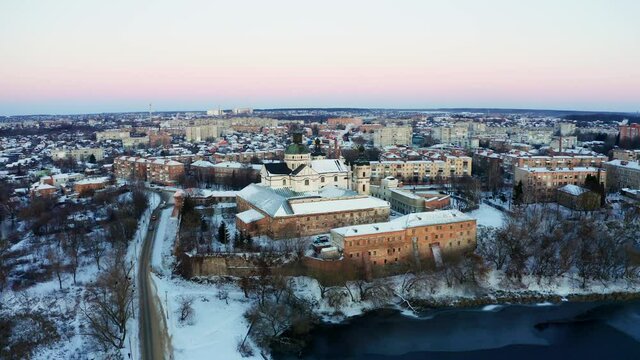 The monastery in Berdichev city Ukraine aerial panorama view