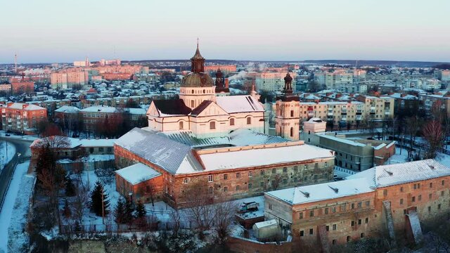 The monastery in Berdichev city Ukraine aerial panorama view
