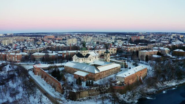 The monastery in Berdichev city Ukraine aerial panorama view