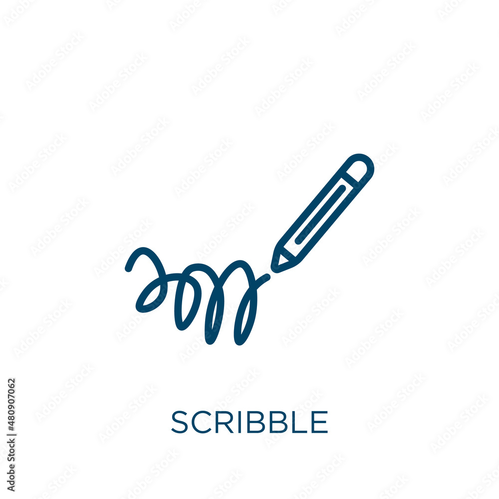 Poster scribble icon. thin linear scribble, doodle, sketch outline icon isolated on white background. line 