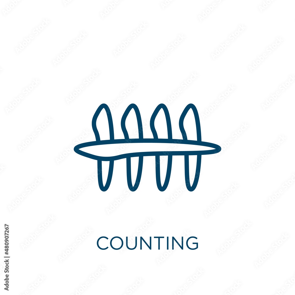 Poster counting icon. thin linear counting, business, countdown outline icon isolated on white background. 