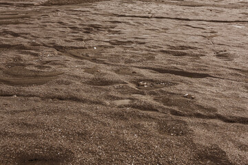 Deserted covered pebbles sea coast. Rough uneven little bit fraction of grunge terrace pathway. Damaged break old quartz rustic shingle. Scratched shabby grungy drift stones of seaside vintage design