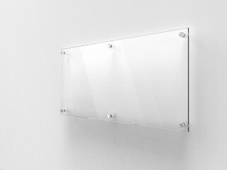Blank wide transparent glass office corporate Signage plate Mock Up Template, Clear Printing Board...