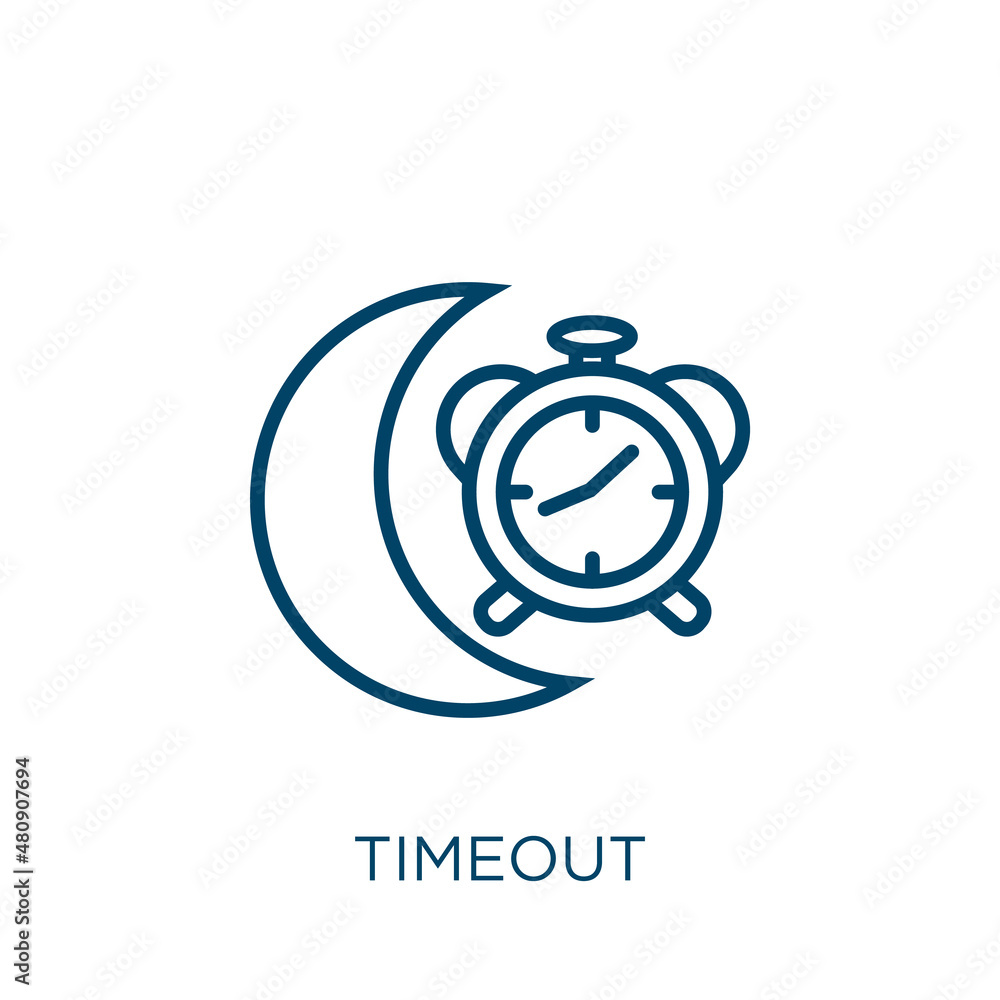 Poster timeout icon. thin linear timeout, second, countdown outline icon isolated on white background. line