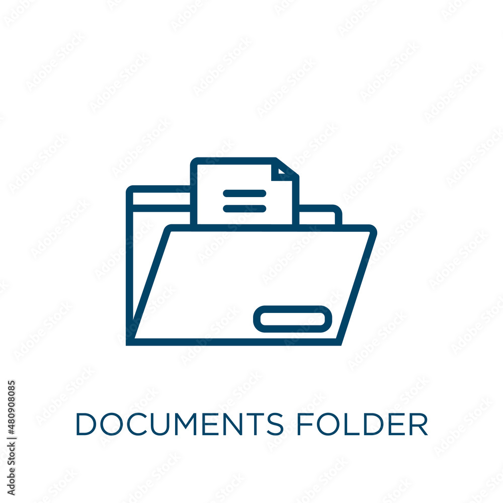 Aufkleber documents folder icon. thin linear documents folder, document, folder outline icon isolated on white