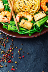 Asian shrimp, vegetable salad.