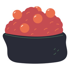 Gunkan sushi vector cartoon illustration isolated on a white background.