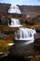 Cascading waterfall Dynjandi in the Westfjords of Iceland