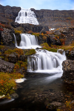 Cascading waterfall Dynjandi in the Westfjords of Iceland © Julian