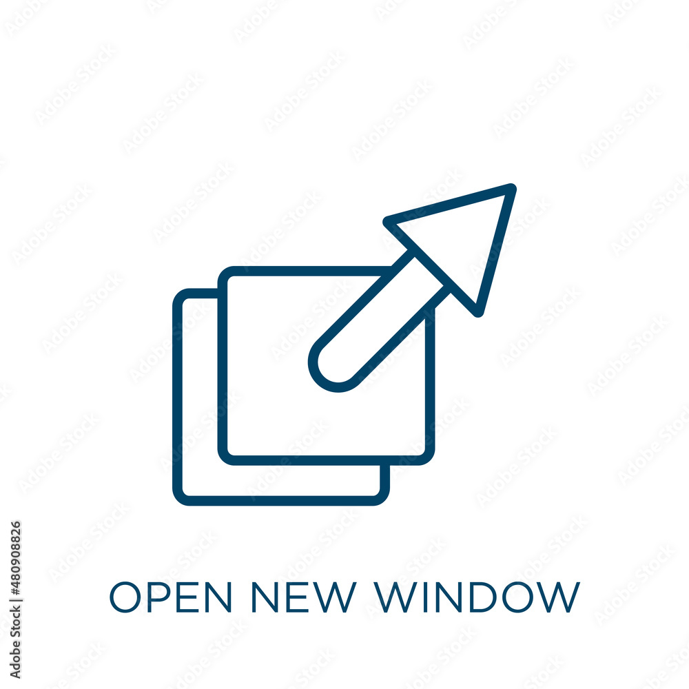 Poster open new window icon. thin linear open new window, new, open outline icon isolated on white backgrou