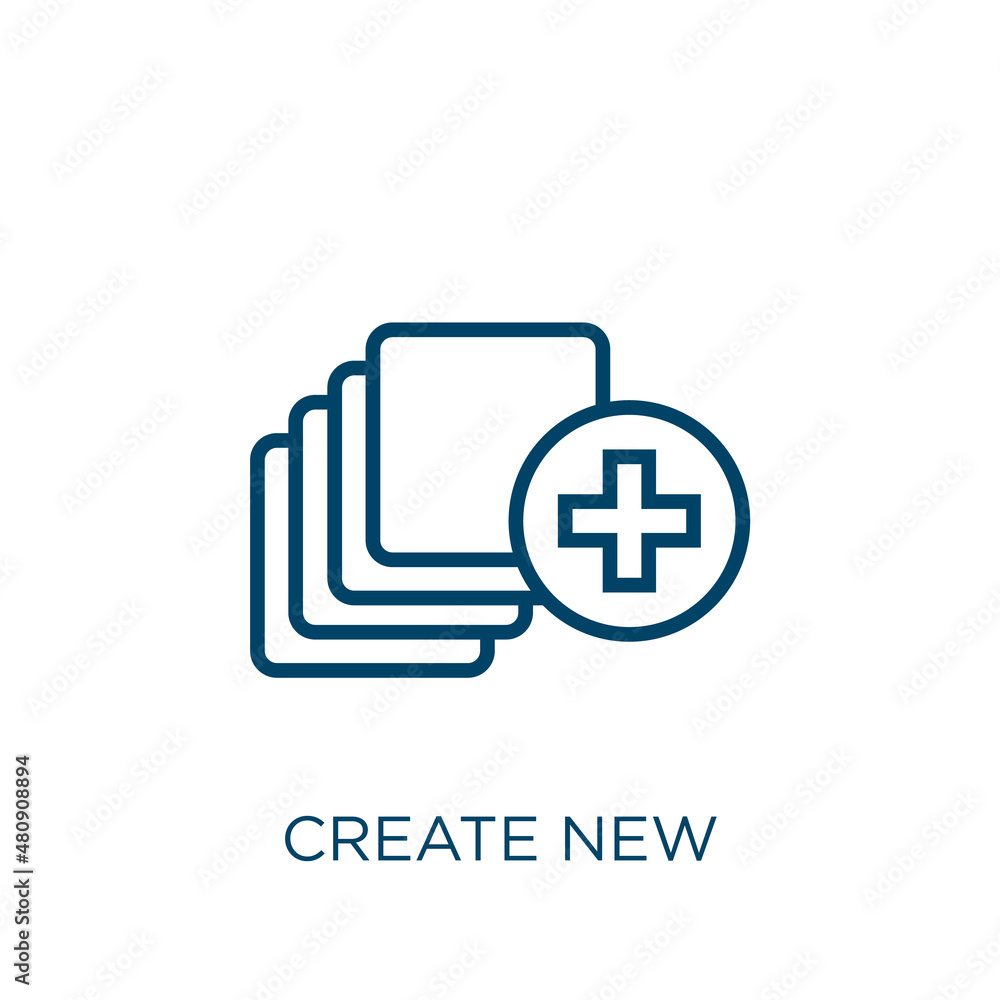 Aufkleber create new icon. thin linear create new, business, create outline icon isolated on white background.