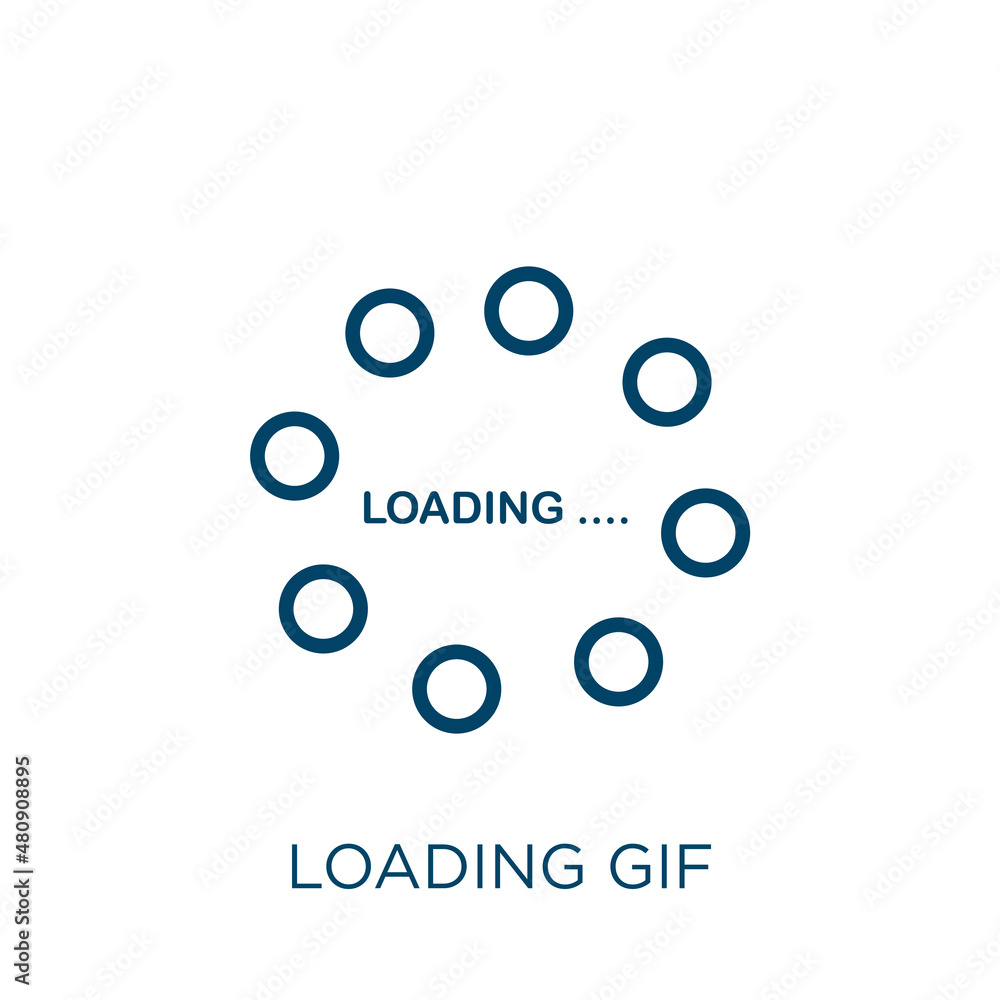 Poster loading gif icon. thin linear loading gif, gif, loading outline icon isolated on white background. l