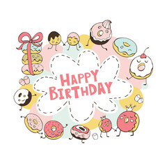 Cute greeting card with donuts.