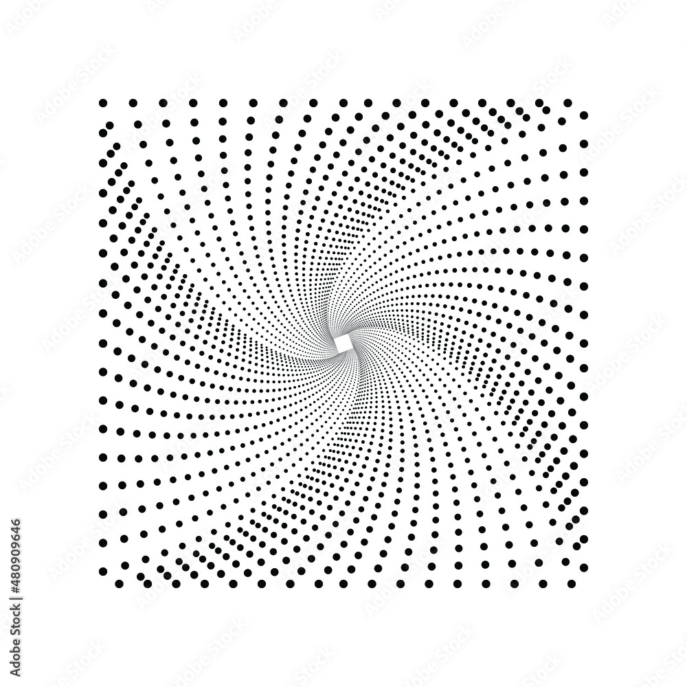 Poster dotted circular logo. circular concentric dots isolated on the white background. halftone fabric des