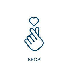 kpop icon. Thin linear kpop, music, pop outline icon isolated on white background. Line vector kpop sign, symbol for web and mobile