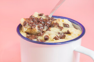 chocolate mugcake microwaved homemade close up