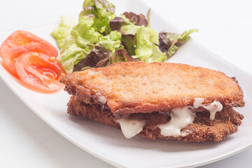 San jacobo, librito (steak filled cheese ham)