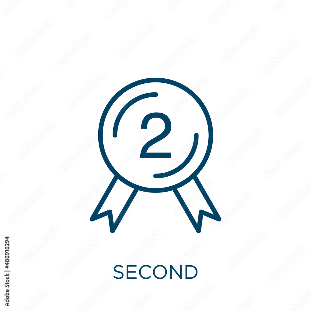 Poster second icon. thin linear second, clock, timer outline icon isolated on white background. line vector
