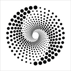 Dotted circular logo. circular concentric dots isolated on the white background. Halftone fabric design.Halftone circle dots texture. Vector design element for various purposes.