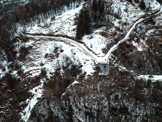 Aerial view of Belvedere Piani dei Resinelli, province of Lecco, near Monte Coltignone and Cima Paradiso. Drone photos of the beauty of como lake.