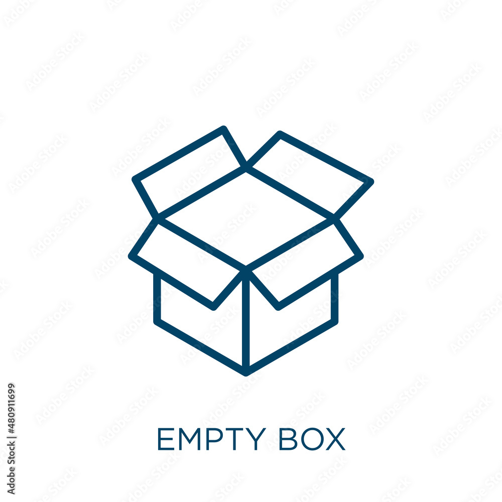 Poster empty box icon. thin linear empty box, box, empty outline icon isolated on white background. line ve