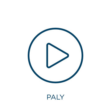 paly icon. Thin linear paly, play, arrow outline icon isolated on white background. Line vector paly sign, symbol for web and mobile