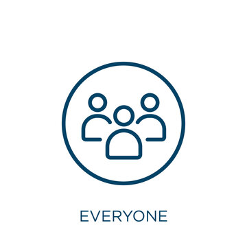 everyone icon. Thin linear everyone, people, card outline icon isolated on white background. Line vector everyone sign, symbol for web and mobile