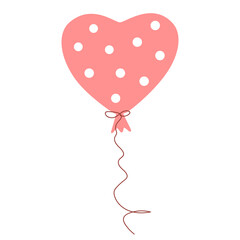 Hand drawn heart ballon. Vector doodle sketch illustration isolated on white background.