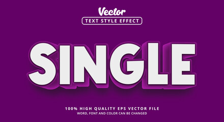 Editable text effect, Single text on purple color style