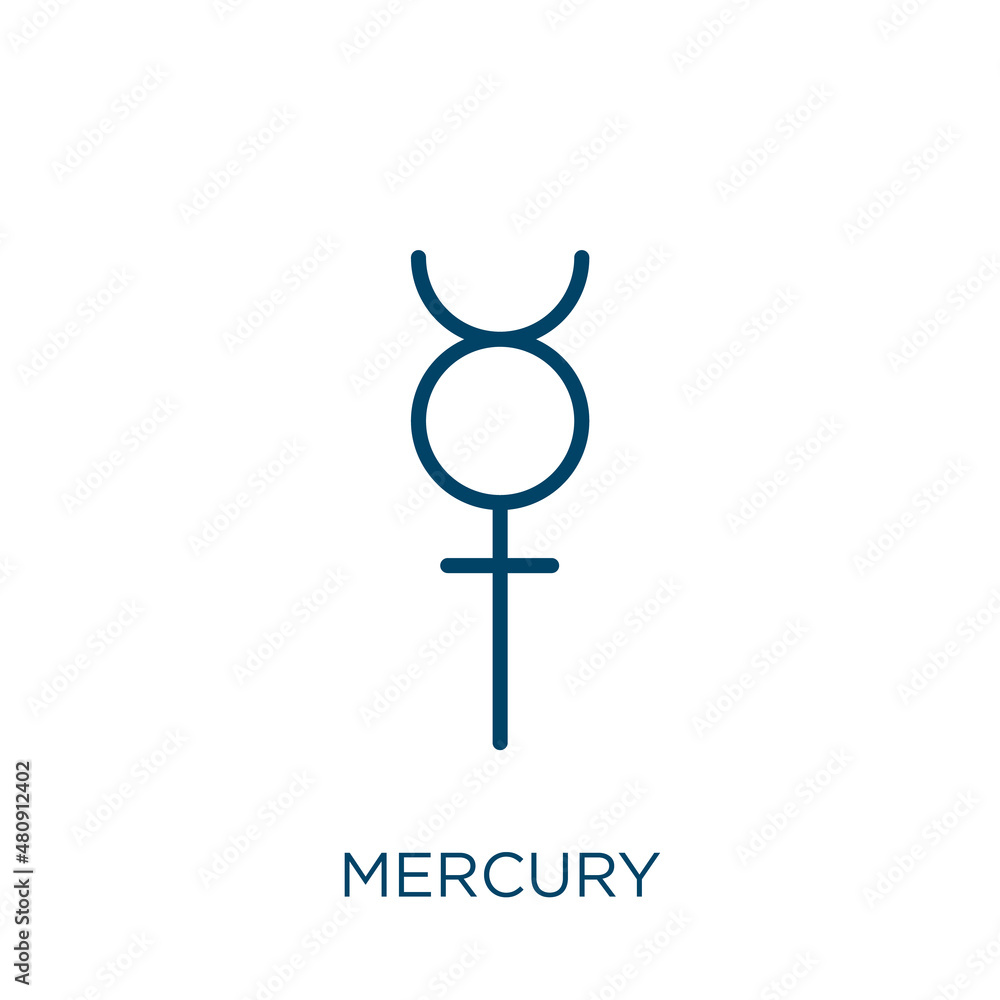 Aufkleber mercury icon. thin linear mercury, heat, indicator outline icon isolated on white background. line v