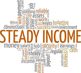 Steady Income conceptual vector illustration word cloud isolated on white background.