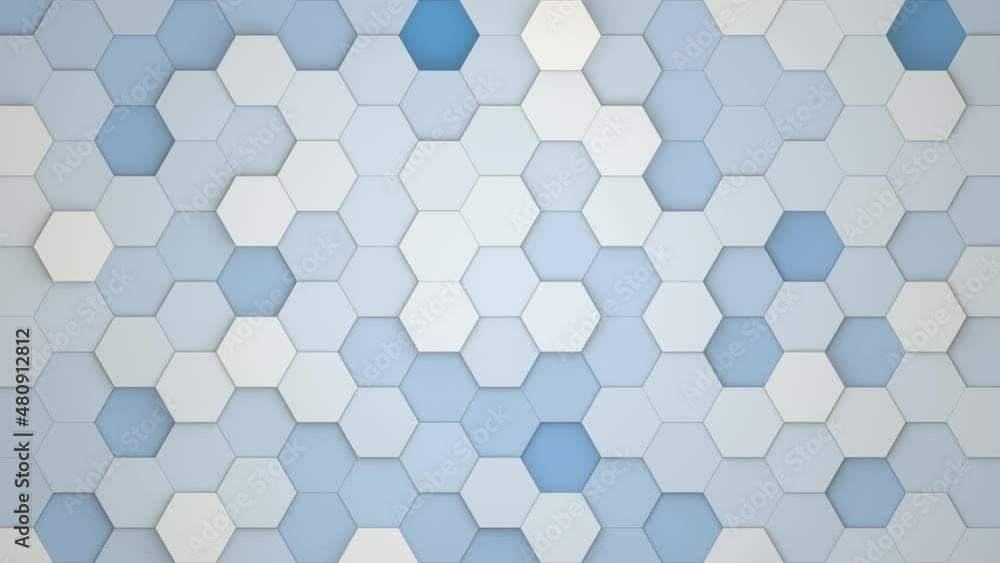 Poster digital geometric blue mesh waving in orthographic view. futuristic hexagon pattern. animation backg