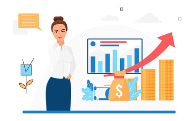 Business profit revenue amount growing performance. Operating income earnings analysis monitor graph